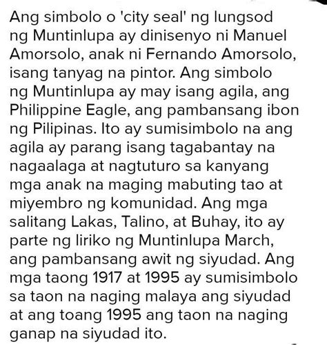 Ano ang kahulugan ng agila sa simbolo ng muntinlupa .